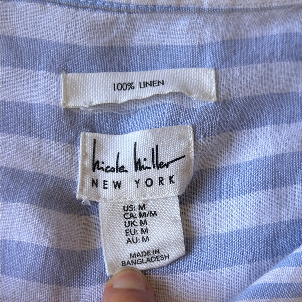 Nicole Miller Blue and White Striped Blouse - Picture 2 of 12